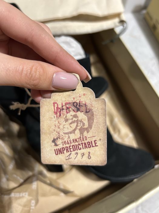 Diesel black suede ankle boots