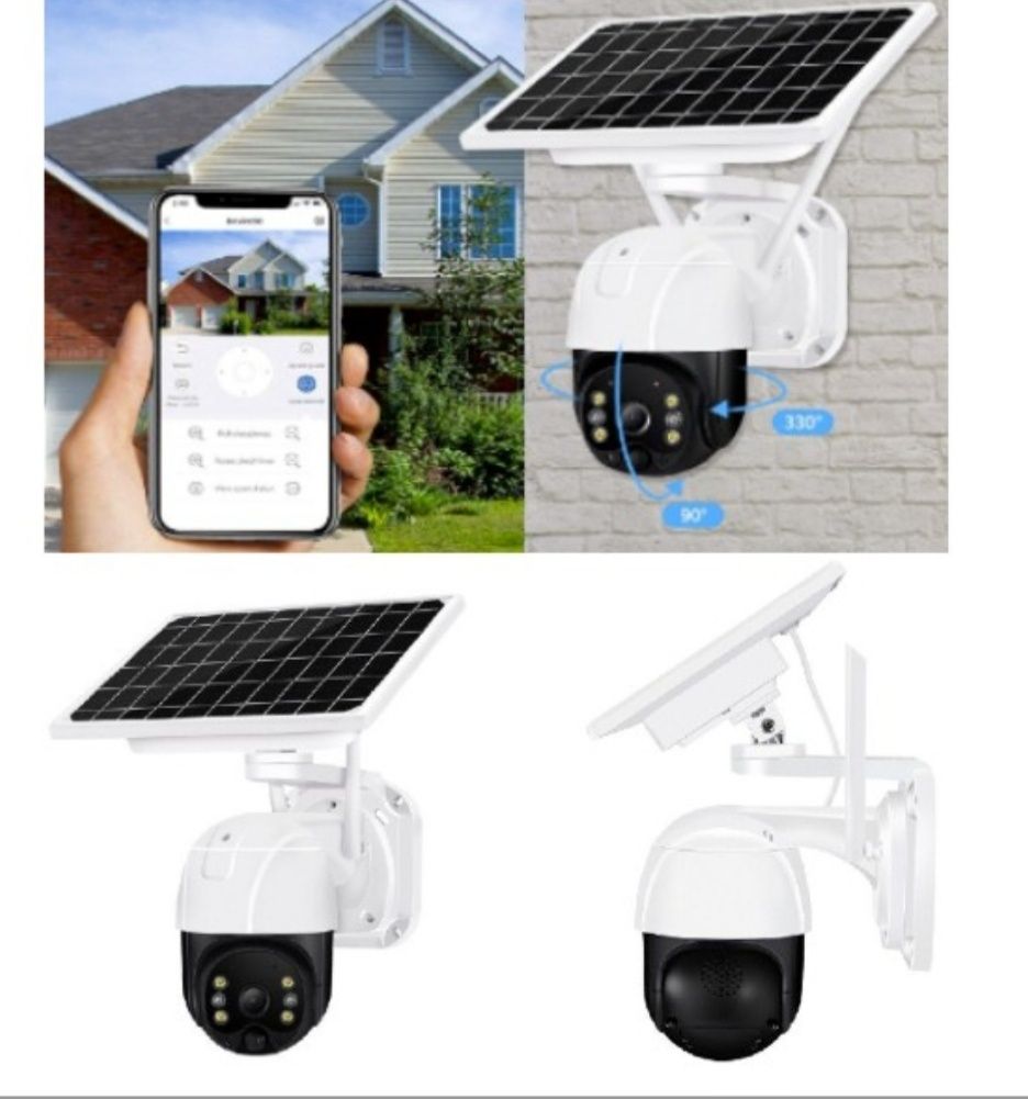 Camera de supraveghere wireless cu panou solar integrat 1080p wifi