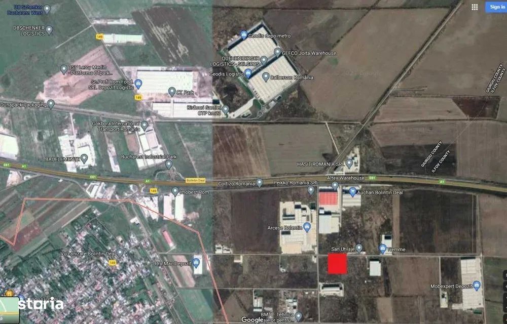 Teren industrial 34.000mp Autostrada Bucuresti -Pitesti km 85