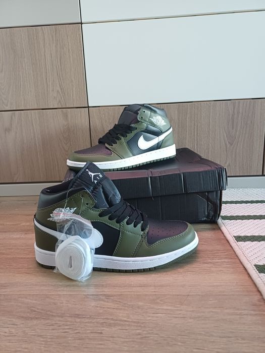 Jordan 1 Mid- Olive Black White