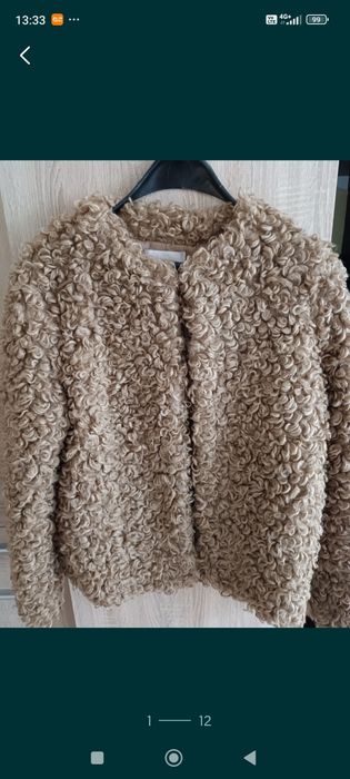 Палто с еко косъм