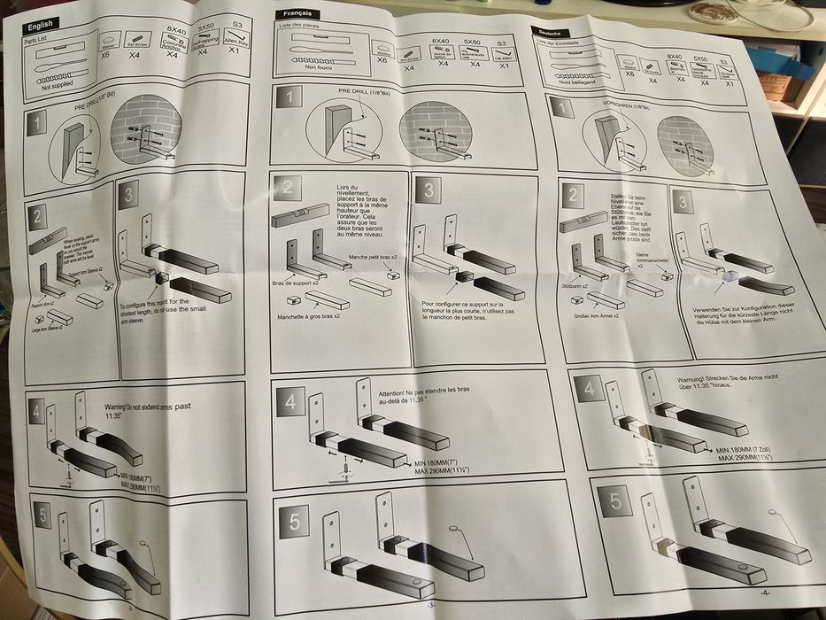 Suport prindere perete telescopic