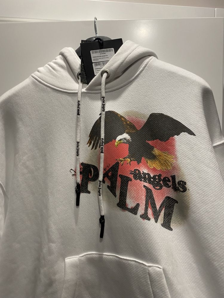 PALM ANGELS FLAME EAGLE HOODIE WHITE.Нов,етикети.100%ориг.Струва 900лв