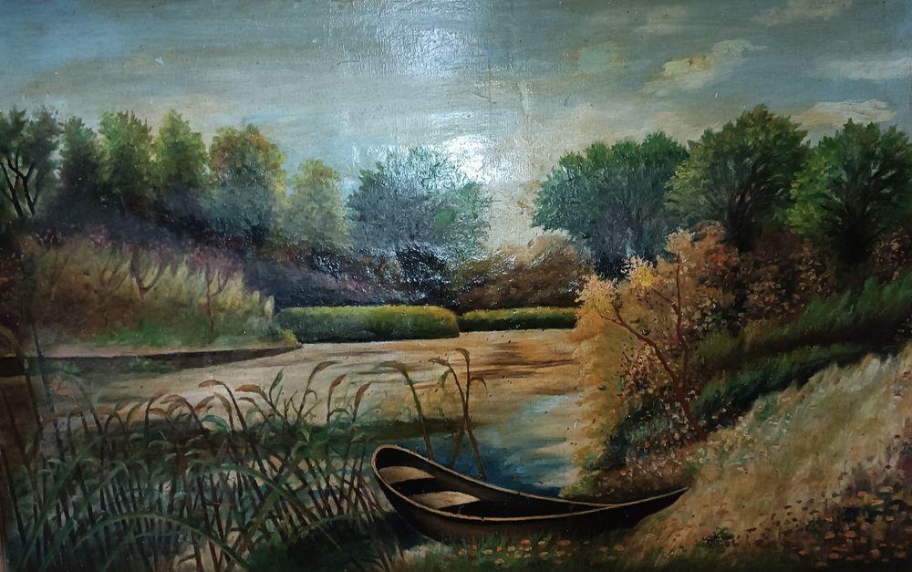 Картина маслом Лодка в камышах