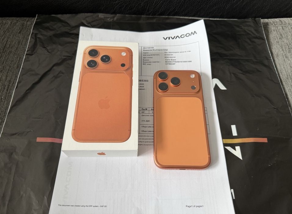 КАТО НОВ 512GB iPhone 17 Pro Vivacom Гаранция 2027 г. Cosmic Orange