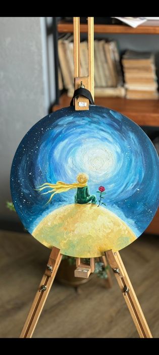 Картина на холсте маслом диаметр 40 см.