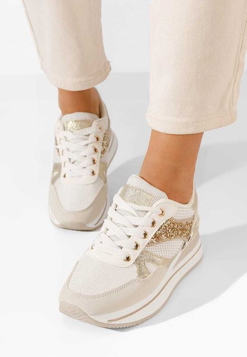 Sneakers cu platformă Camora bej auriu wedge