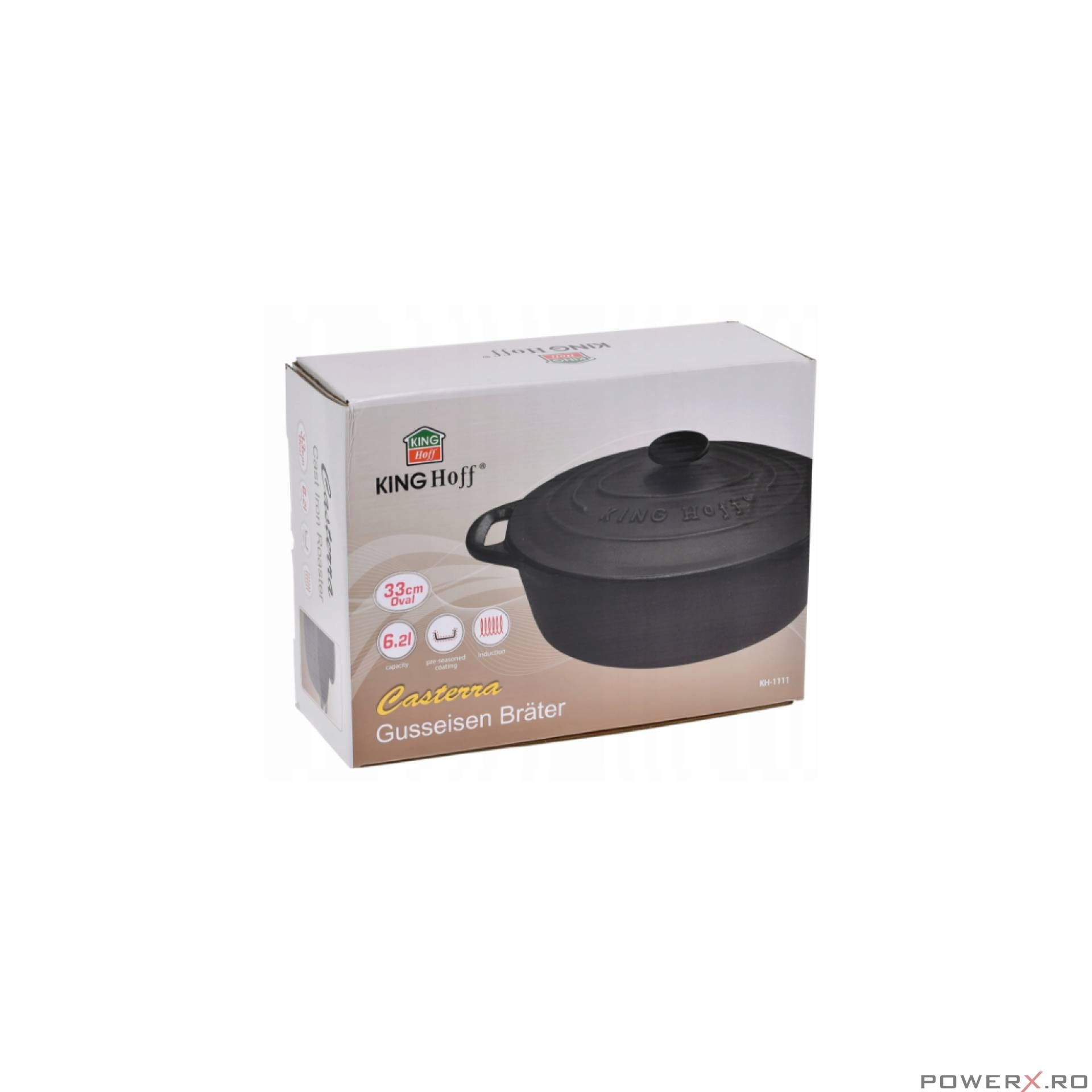 Cratita, oala din fonta cu capac, 33x26x11,5 cm, 6.2 litri, negru,