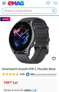 Smartwatch Amazfit GTR 3, Thunder Black