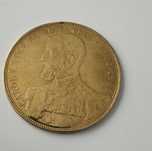 Moneda Romania regat 25 Lei 1906 jubiliara 40 ani de domnie Carol I