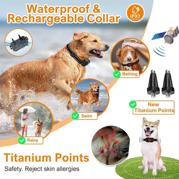 Безжична GPS електронна ограда за куче UCATQ до 900м IPX7