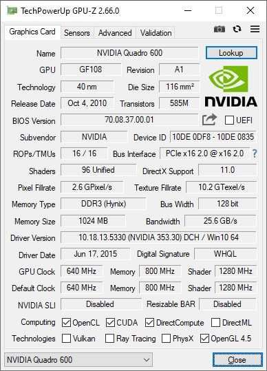 Видеокарта NVIDIA Quadro 600 1GB DDR3 128 bit