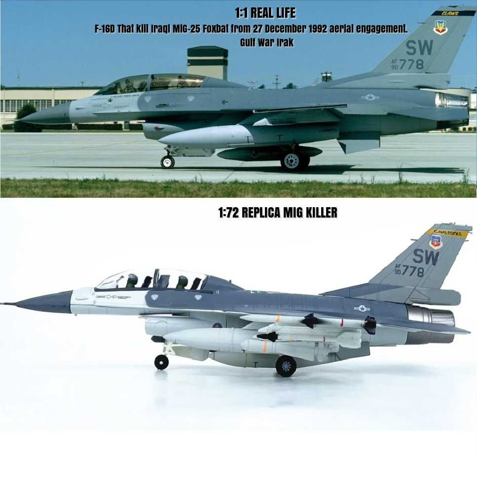 Macheta avion metalica F-16D USAF Mig Killer 92 scara 1:72 21cm