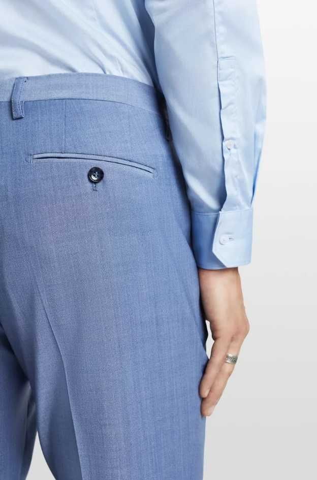 Pantaloni slim L XL premium CINQUE noi lana tesatura fina bleu ciel