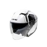 Casca moto Jet (deschisa) Yohe 885 - Negru/alb cu ochelari de soare