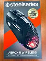 Гейминг мишка SteelSeries - Aerox 5 Wireless, оптична, черна