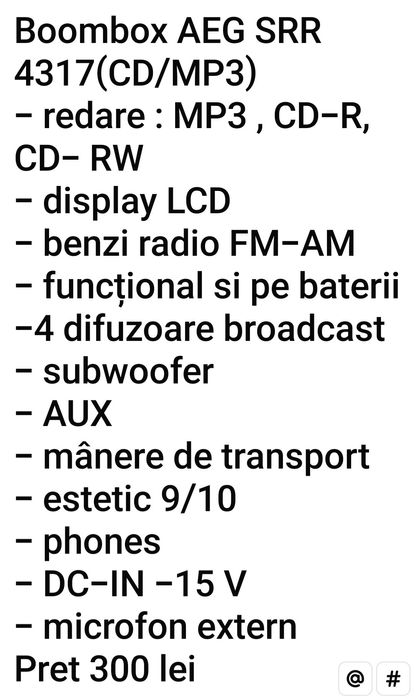 Boombox Aeg  srr 4317