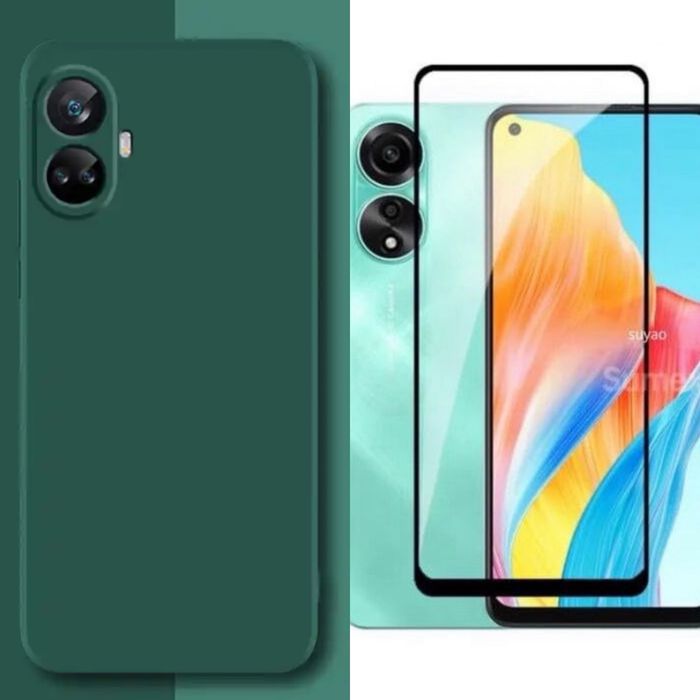 Husa Soft Inside Catifea si Folie Sticla OPPO A38/A58/A78/A98/A59/A79