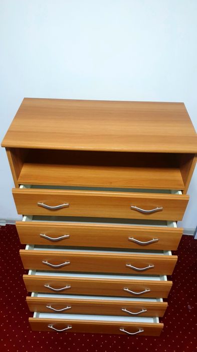 Comode cu 6 sertare, culoarea cireșului, 77x39x121 cm