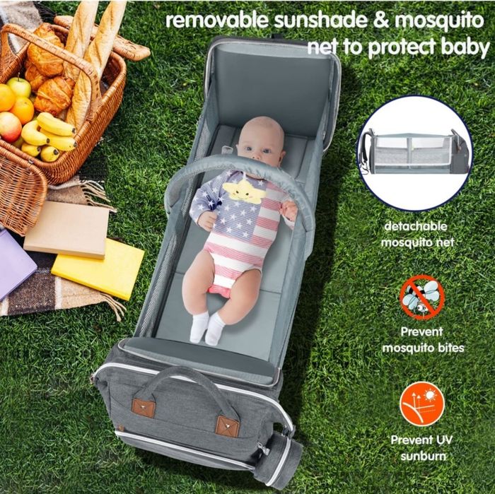 Раница за бебешки принадлежности, сива