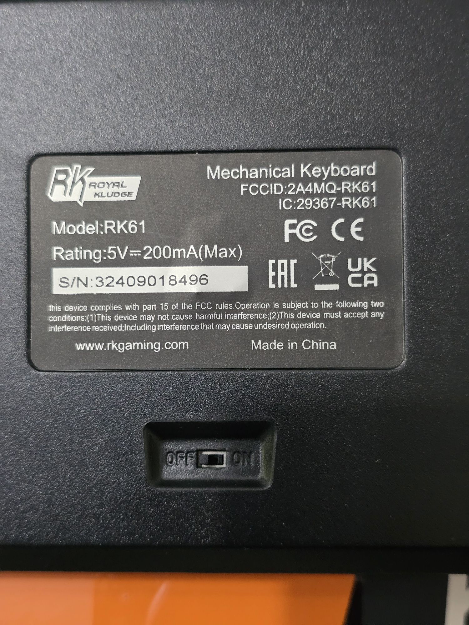 Tastatură mecanică RK ROYAL KLUDGE RK61 60% – Wireless/Bluetooth/Wired