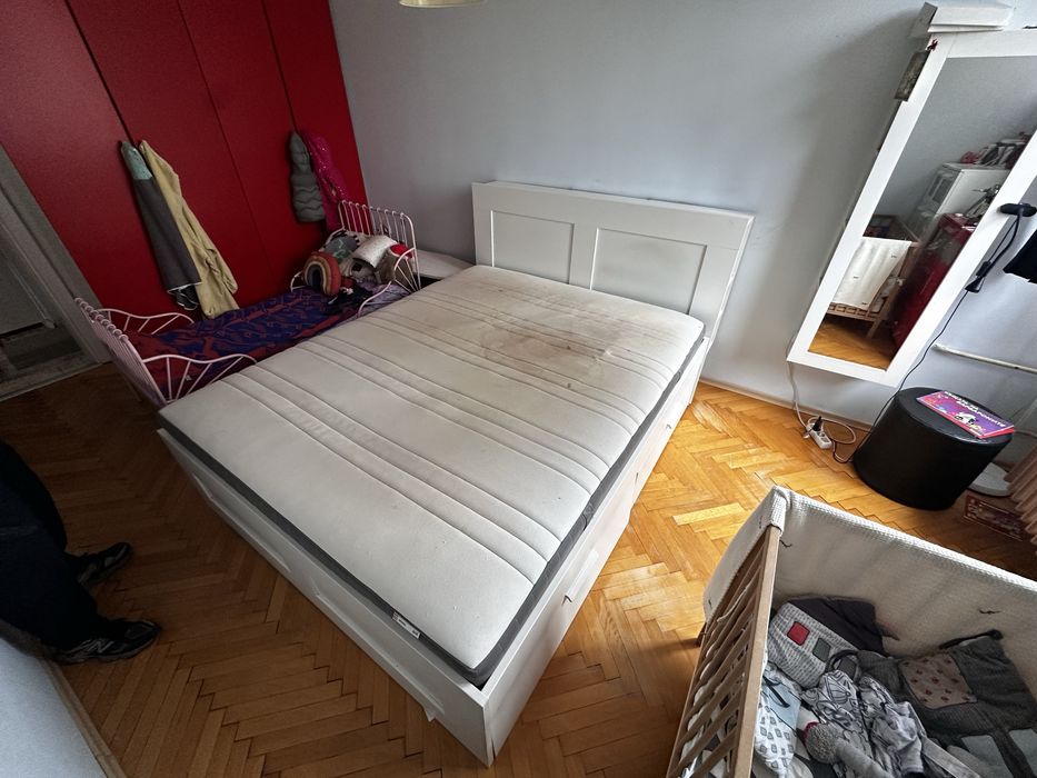 IKEA BRIMNES спалня с чекмеджета и табла – 160x200 см + матрак