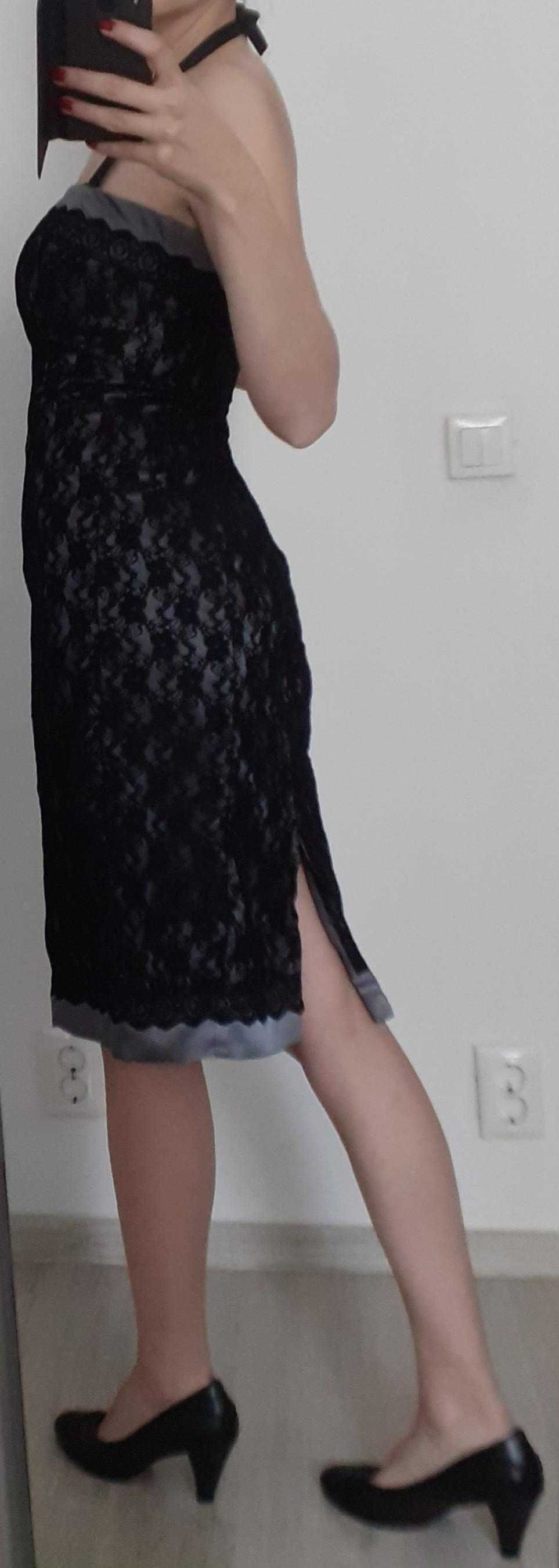 Rochie midi neagră dantelă