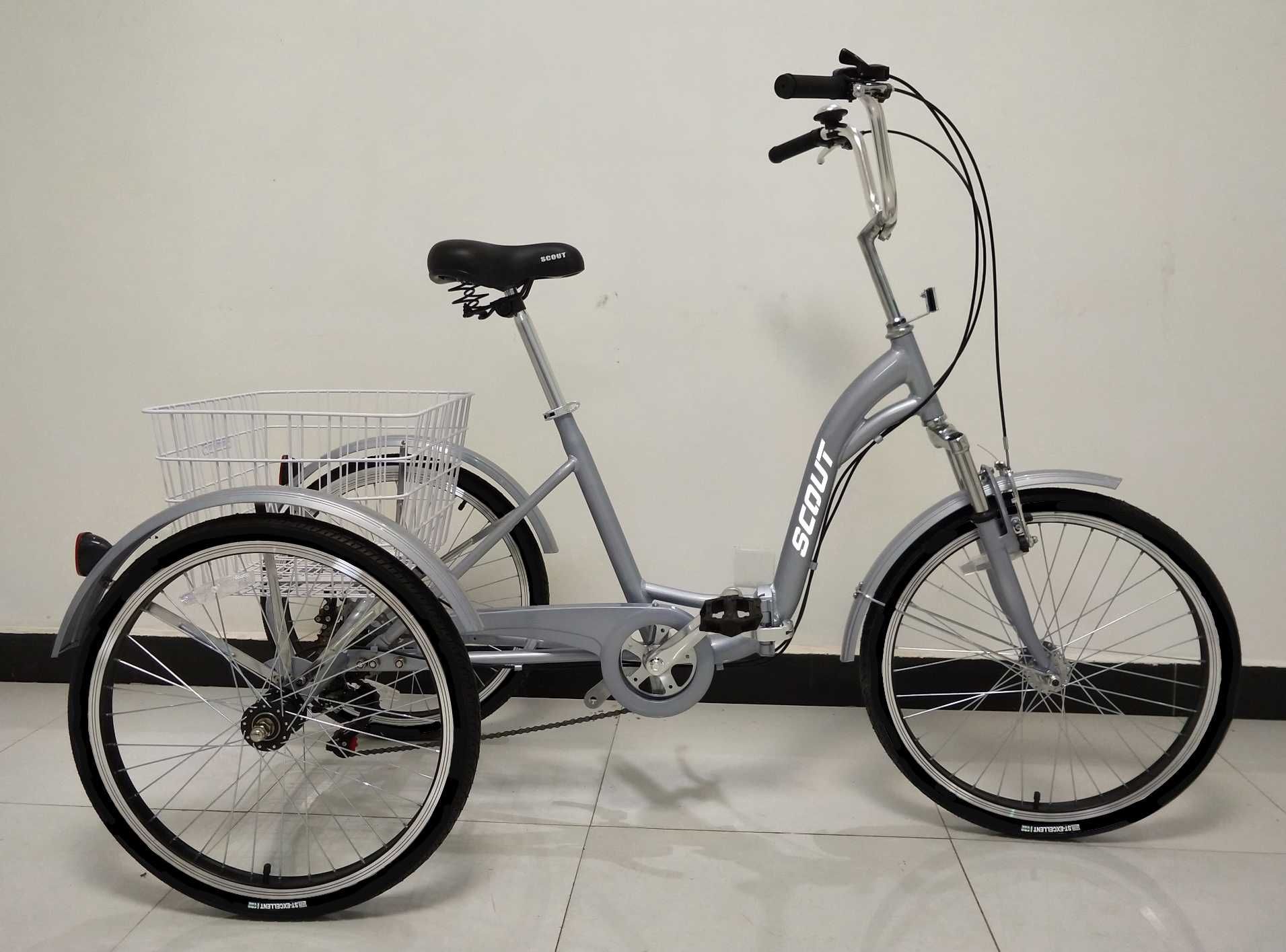 Tricicletă pentru adulți, cadru pliabil, roți de 24" SCOUT,