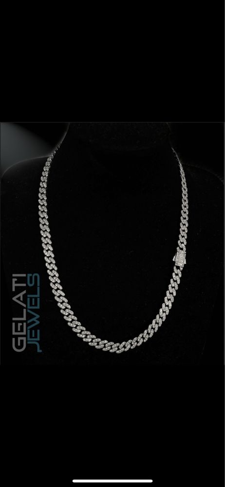Lant argint cuban iced out 8/10mm rhodium plated
