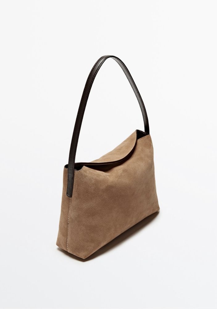 Geanta din piele intoarsa Massimo Dutti