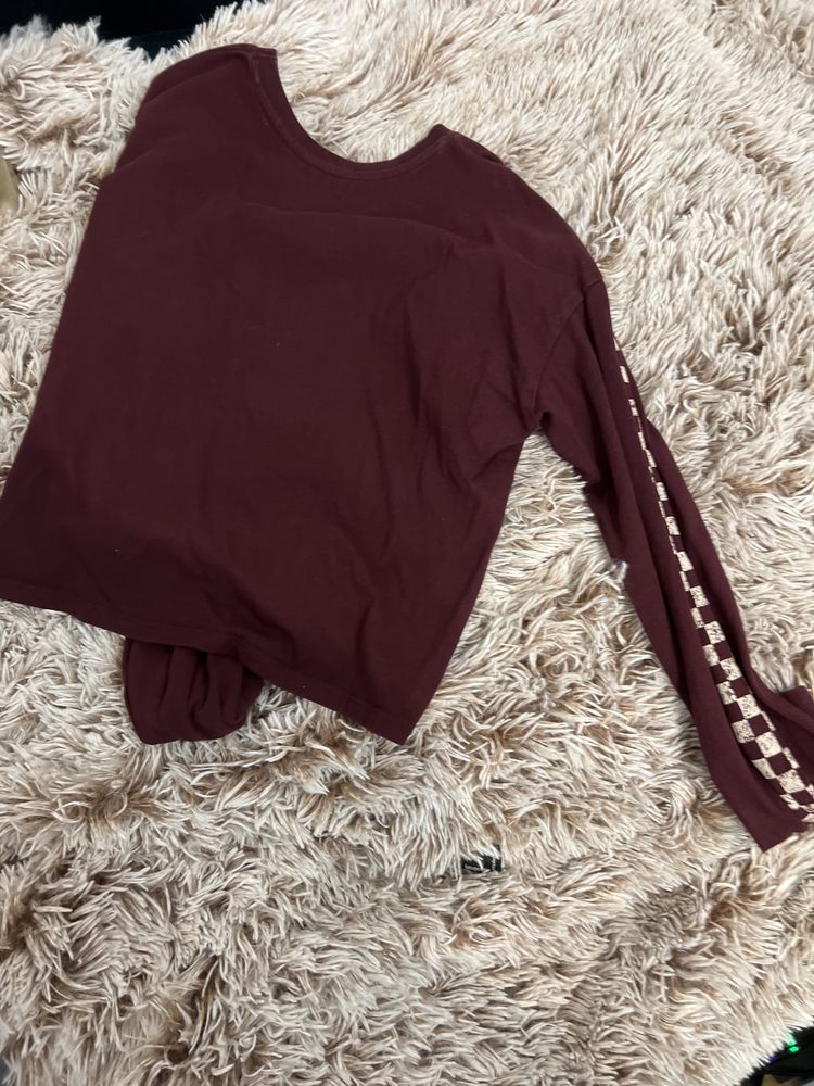 Bluza larga scurta, XS, cu maneci lungi, visinie Bershka