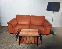 Canapea de 2 locuri+măsuță din lemn de cireș + lampa de ambient