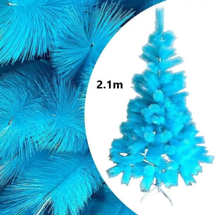 Pin Artificial de Craciun, Albastru, Pin Lucios,210cm, suport inclus