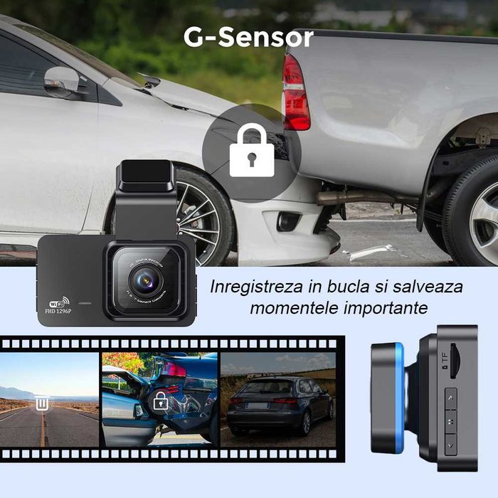 Camera Auto de bord DVR,Wi-Fi, HD 1296P,Vichema Tech®
