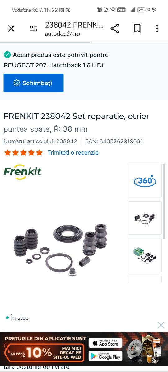 FRENKIT 238042 Set reparatie etrier Peugeot /Ford/Citroen
puntea spat