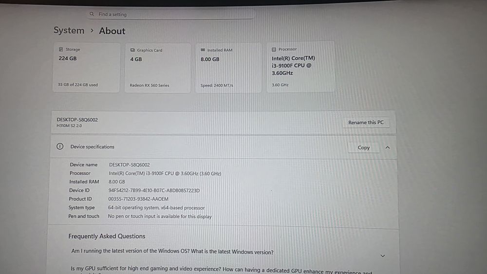 Unitate PC Gaming 8 DDR4 ssd RX 560 4gb