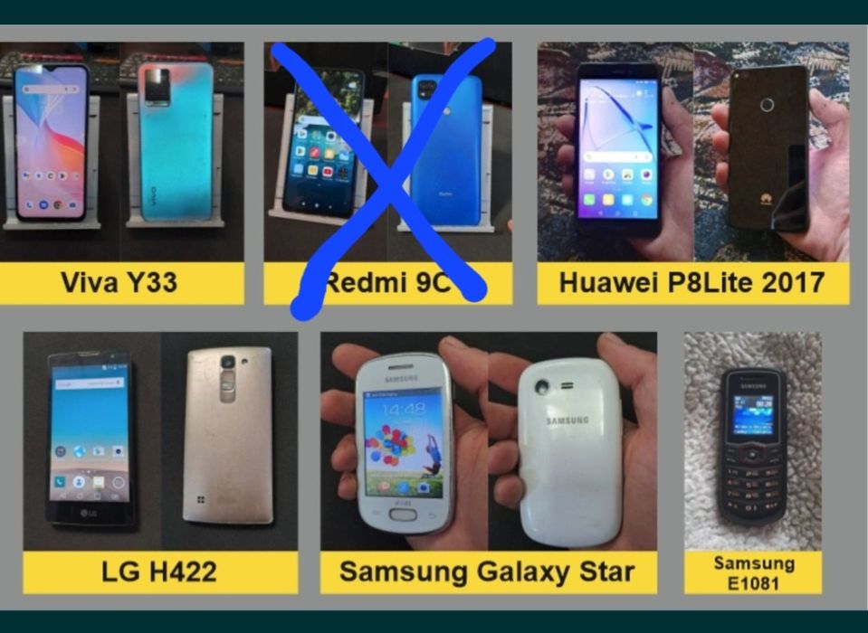 Viva Y33 Samsung Star LG H422 Huawei p8 Lite Samsung e1081