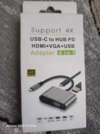 Adaptor USB C la HDMi + VGA