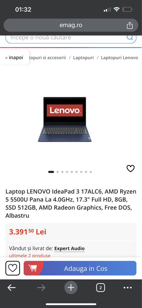 Laptop Lenovo IdeaPad 3 - 17’’
