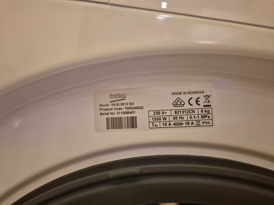 Пералня Beko WUE 6612 BA, малко използвана, в отлично състояние.