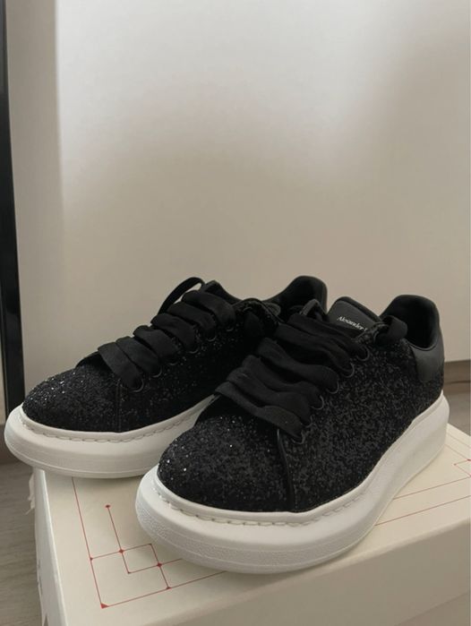 Alexander McQueen Black Glitter Laceup