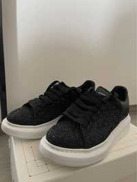 Alexander McQueen Black Glitter Laceup