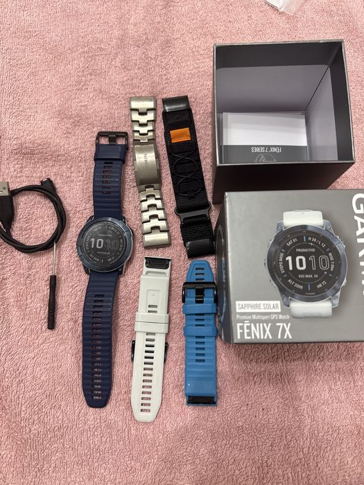 Ceas Garmin Fenix 7x Sapphire solar Premium + curea Titan