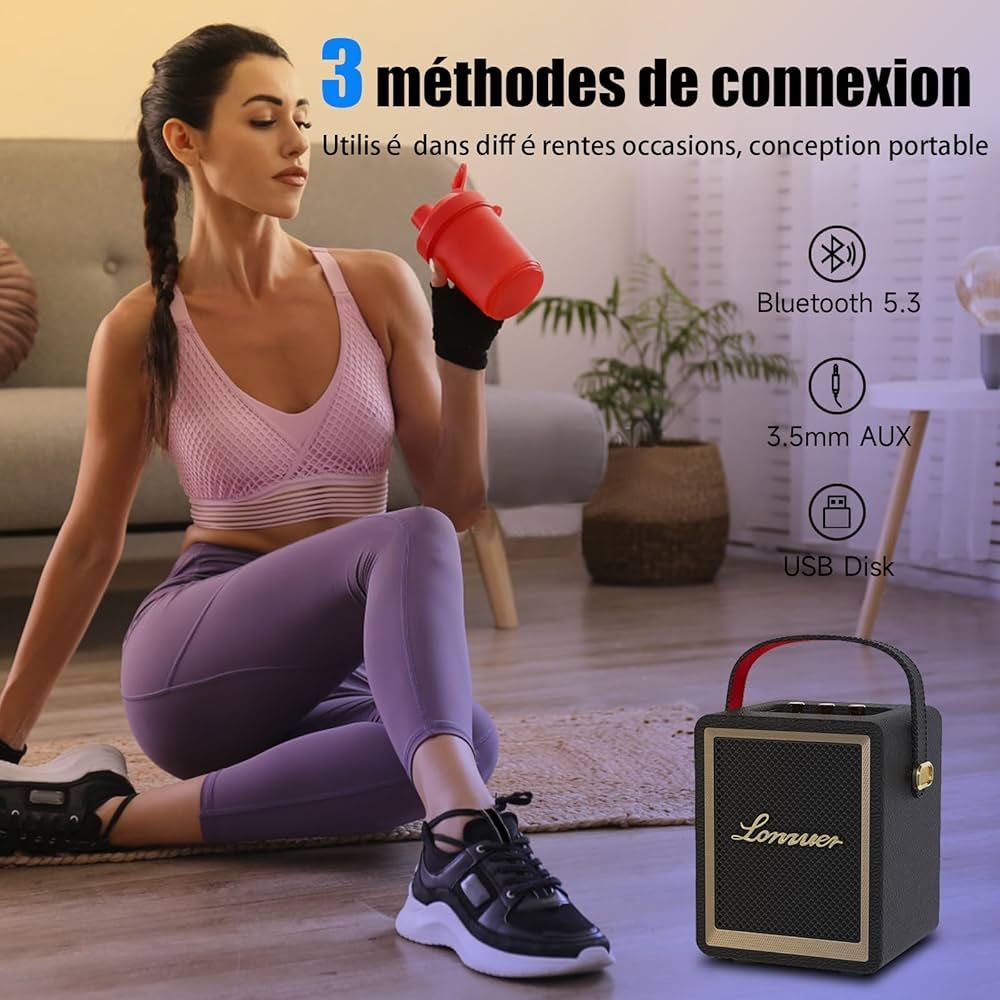 Lonzuer Action Retro дървен преносим , Bluetooth 5.3, 60W