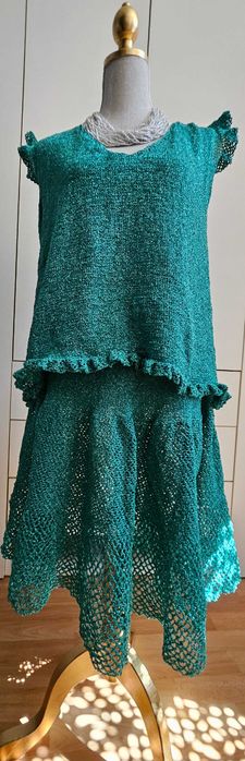Costum bluza/fusta handmade din lurex