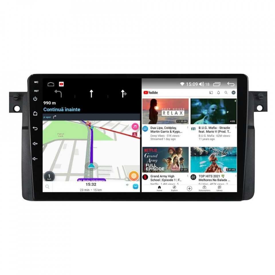 Navigatie Android 14 BMW Seria 3 e46  Waze YouTube CarPlay Camera