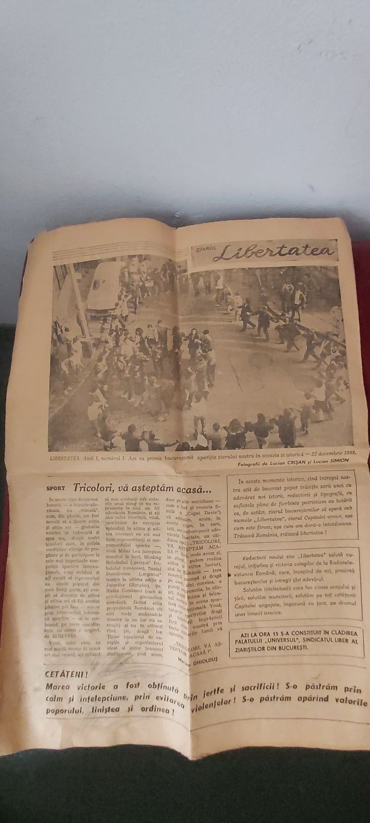 Ziarul Libertatea 22 decembrie 1989 nr.1 anul I