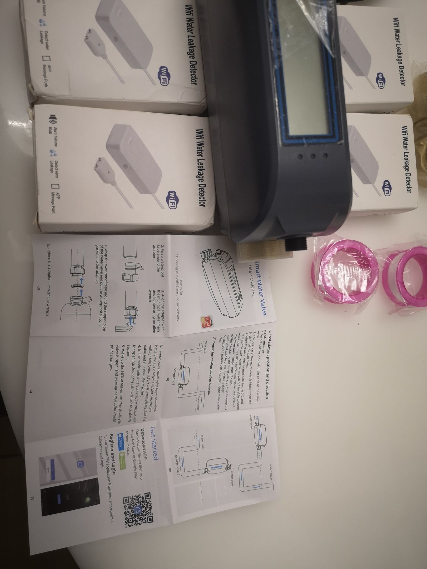 Set Electrovalva apa inteligenta anti-inundație apometru Wi-Fi  cu 4 s