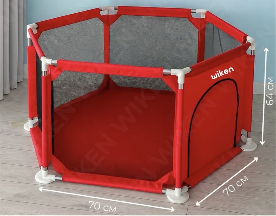 Манеж детский красный напольный шестиугольный