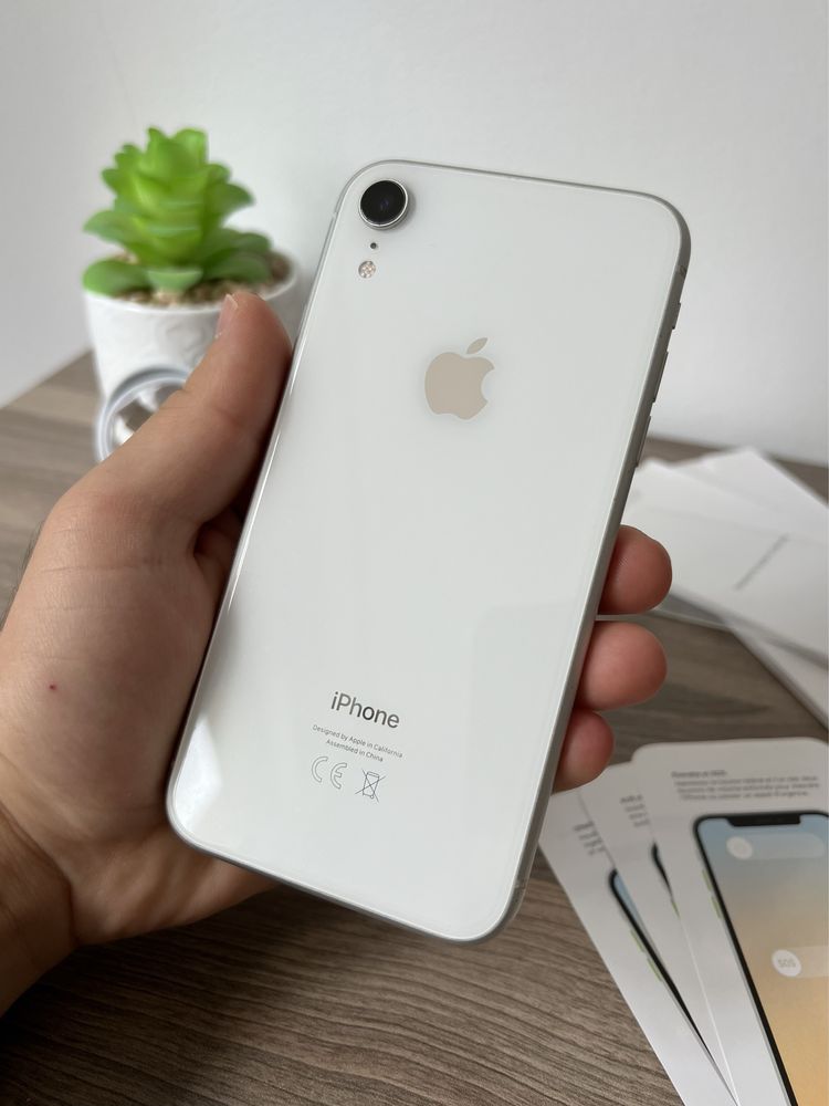 iPhone Xr, 64GB, Silver/White, 100% батерия, ОТЛИЧЕН, ГАРАНЦИЯ!